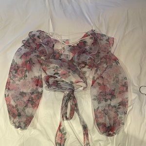 FOR LOVE & LEMONS Floral Wrap Crop Top (S)